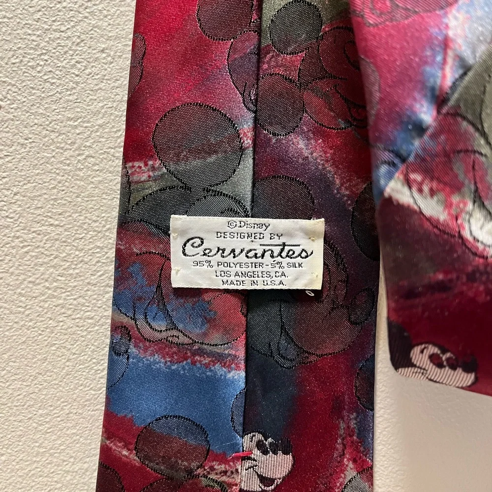 Mickey Mouse Vintage Disney Men’s Necktie, Muted & Hidden Mickey’s, Red/Black